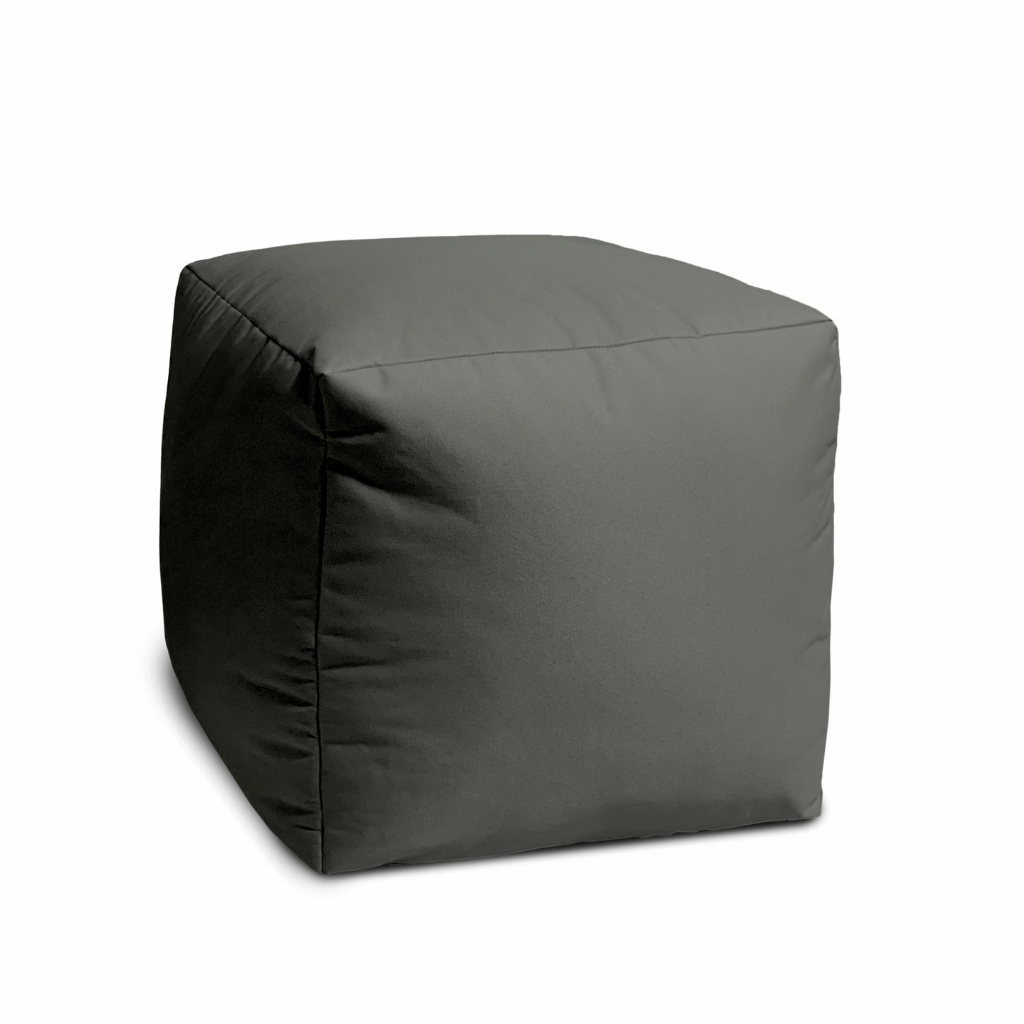 17" Blue Canvas Cube Outdoor Pouf Ottoman