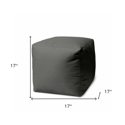 17" Blue Canvas Cube Outdoor Pouf Ottoman