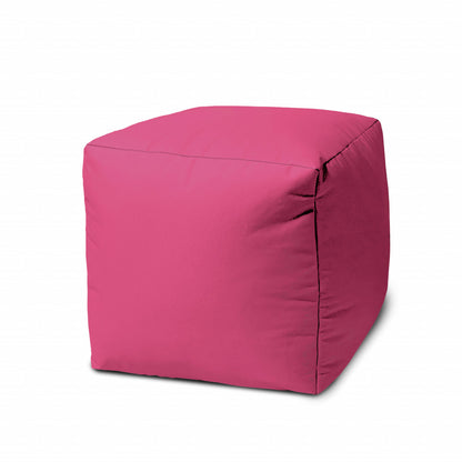 17" Blue Canvas Cube Outdoor Pouf Ottoman