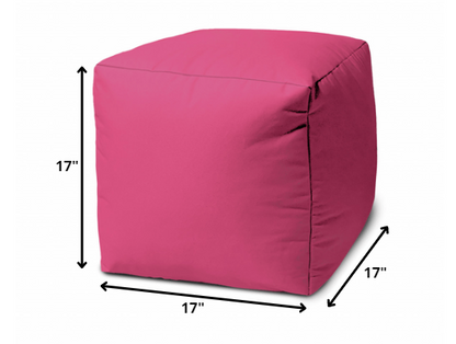 17" Blue Canvas Cube Outdoor Pouf Ottoman