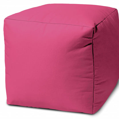 17" Blue Canvas Cube Outdoor Pouf Ottoman