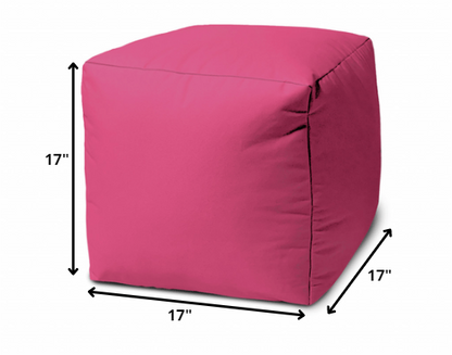 17" Cool Bright Hot Pink Solid Color Indoor Outdoor Pouf Ottoman