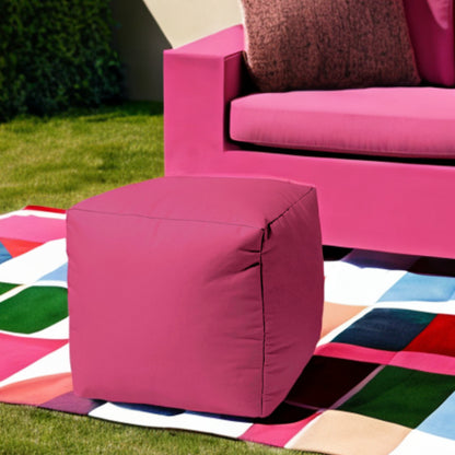 17" Cool Bright Hot Pink Solid Color Indoor Outdoor Pouf Ottoman