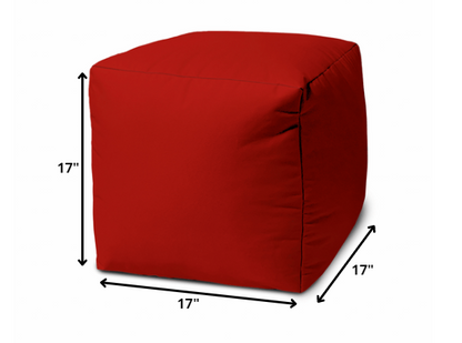 17" Blue Canvas Cube Outdoor Pouf Ottoman