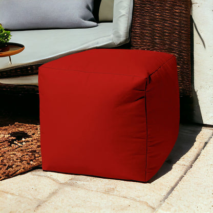 17" Blue Canvas Cube Outdoor Pouf Ottoman