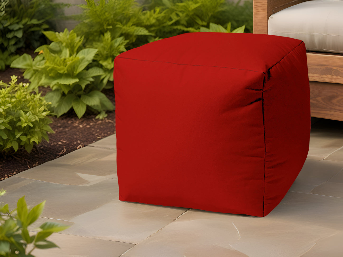 17" Cool Bright Hot Pink Solid Color Indoor Outdoor Pouf Ottoman