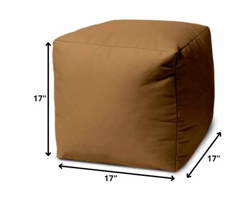 17" Blue Canvas Cube Outdoor Pouf Ottoman