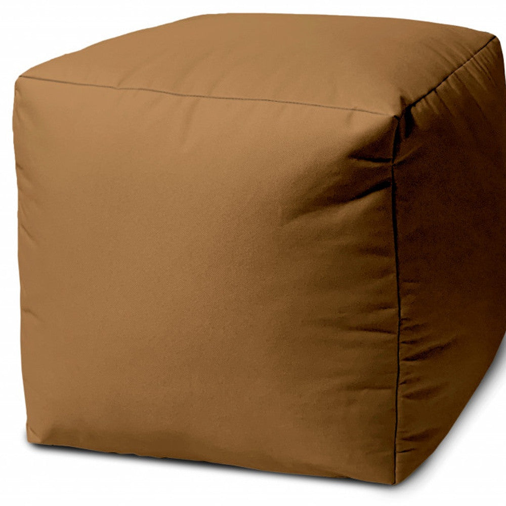 17" Blue Canvas Cube Outdoor Pouf Ottoman