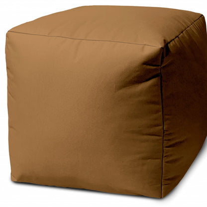 17" Blue Canvas Cube Outdoor Pouf Ottoman