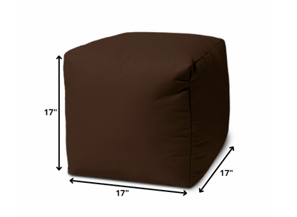 17" Blue Canvas Cube Outdoor Pouf Ottoman