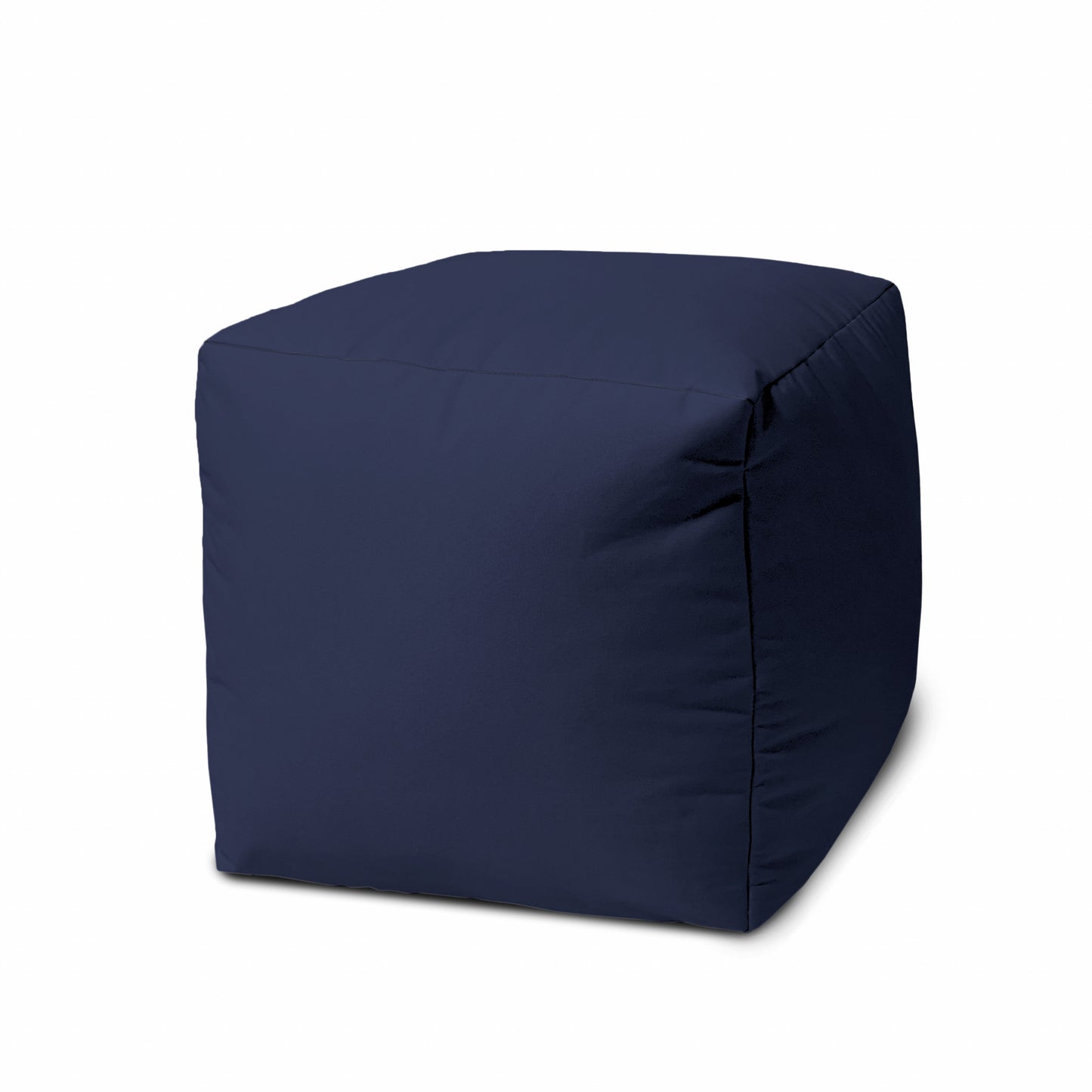 17" Blue Canvas Cube Outdoor Pouf Ottoman