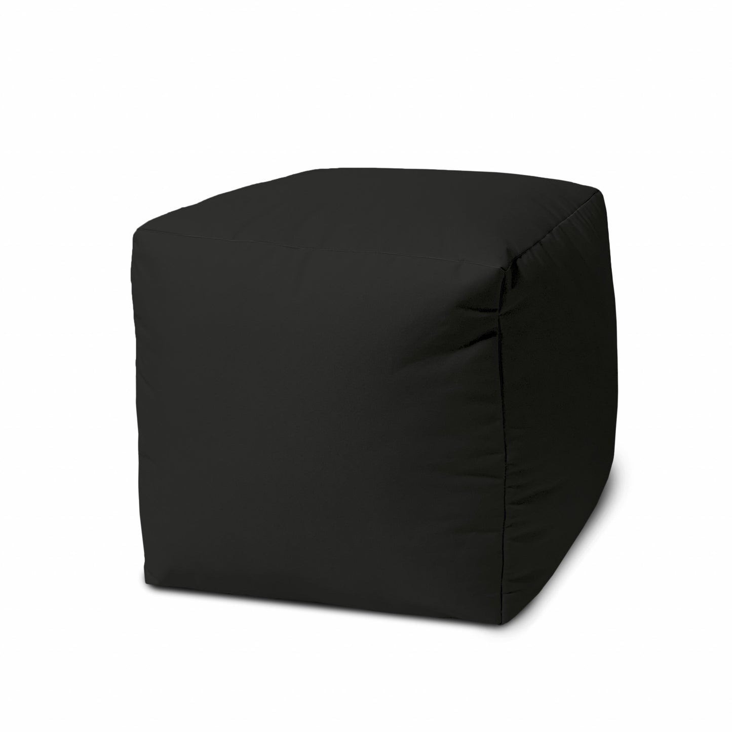 17" Blue Canvas Cube Outdoor Pouf Ottoman