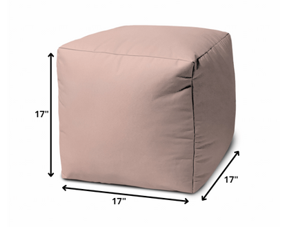 17" Blue Canvas Cube Outdoor Pouf Ottoman