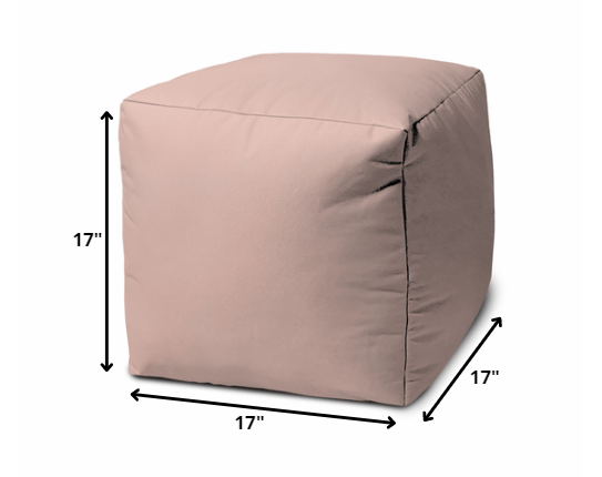 17" Blue Canvas Cube Outdoor Pouf Ottoman