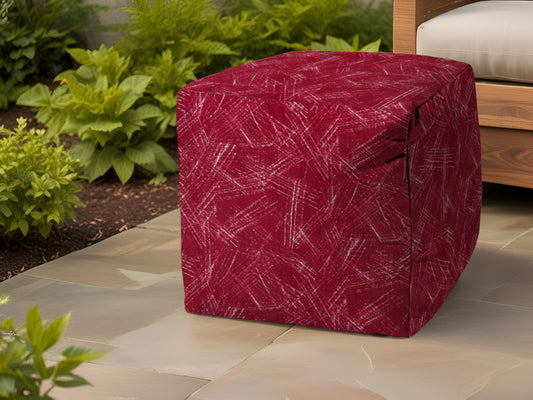 17" Pink Polyester Cube Striped Indoor Outdoor Pouf Ottoman