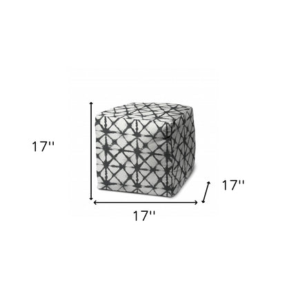 17" Gray Polyester Cube Indoor Outdoor Pouf Ottoman