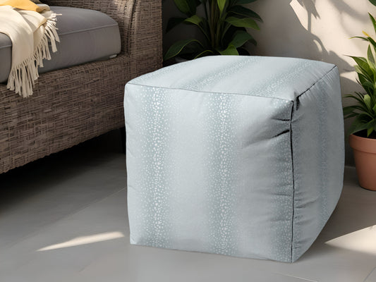 17" Blue Polyester Cube Ombre Indoor Outdoor Pouf Ottoman