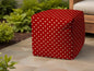 17" Red Polyester Cube Polka Dots Indoor Outdoor Pouf Ottoman