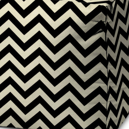 17" Black And White Polyester Cube Chevron Indoor Outdoor Pouf Ottoman