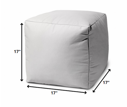 17" Cool Crisp White Solid Color Indoor Outdoor Pouf Cover