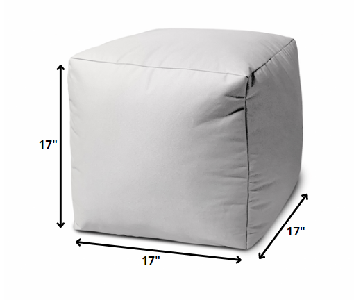 17" Teal Blue Canvas Cube Outdoor Pouf Cover