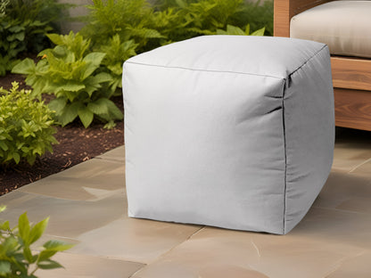 17" Cool Crisp White Solid Color Indoor Outdoor Pouf Cover