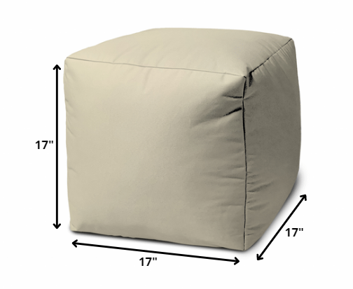 17" Cool Crisp White Solid Color Indoor Outdoor Pouf Cover