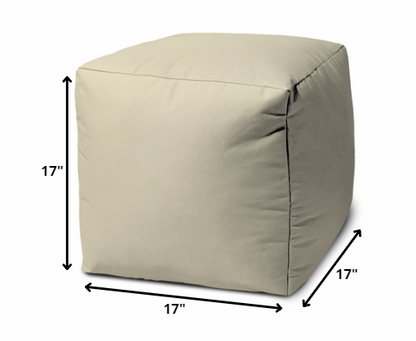 17" Cool Crisp White Solid Color Indoor Outdoor Pouf Cover