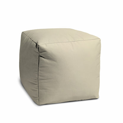 17" Cool Crisp White Solid Color Indoor Outdoor Pouf Cover