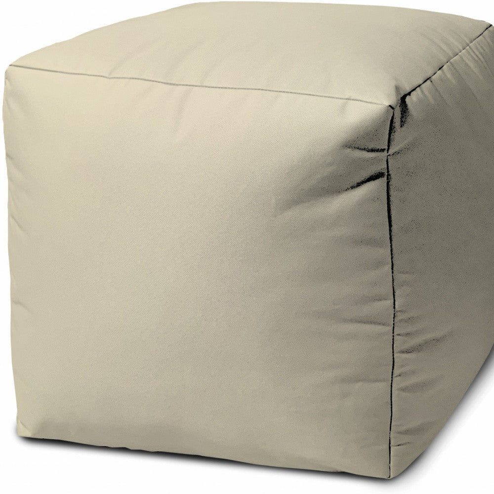 17" Cool Crisp White Solid Color Indoor Outdoor Pouf Cover