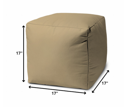 17" Teal Blue Canvas Cube Outdoor Pouf Cover