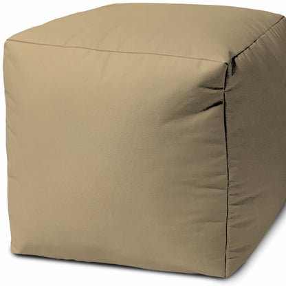 17" Teal Blue Canvas Cube Outdoor Pouf Cover