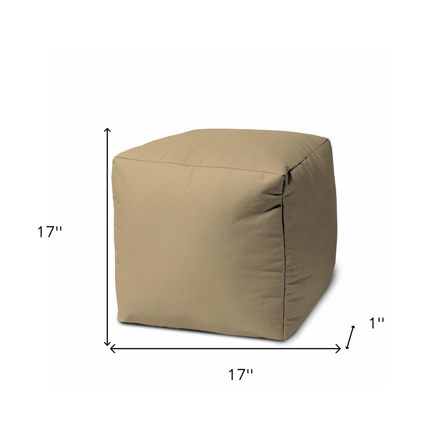 17" Teal Blue Canvas Cube Outdoor Pouf Cover