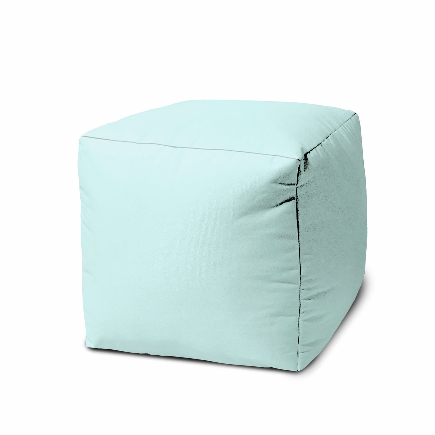 17" Teal Blue Canvas Cube Outdoor Pouf Cover