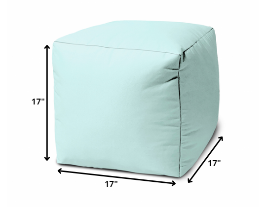 17" Teal Blue Canvas Cube Outdoor Pouf Cover