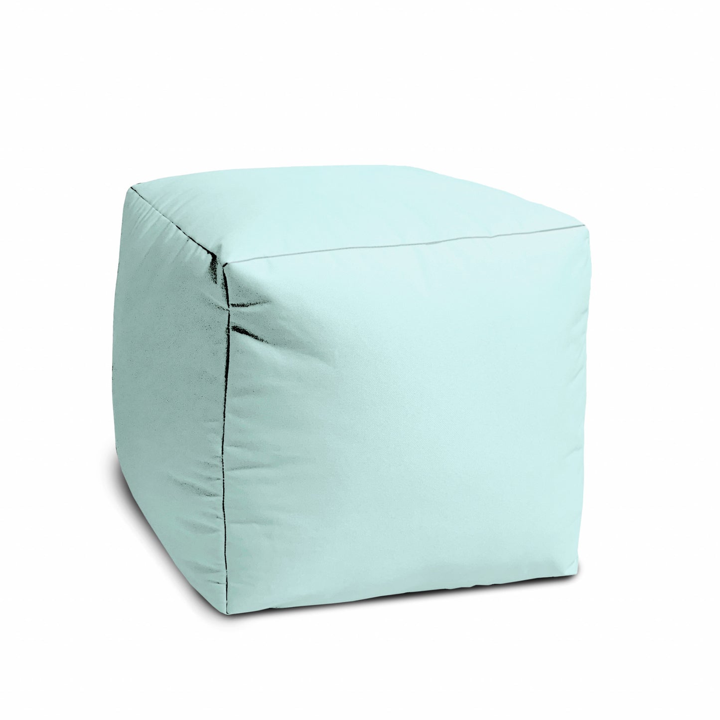 17" Teal Blue Canvas Cube Outdoor Pouf Cover