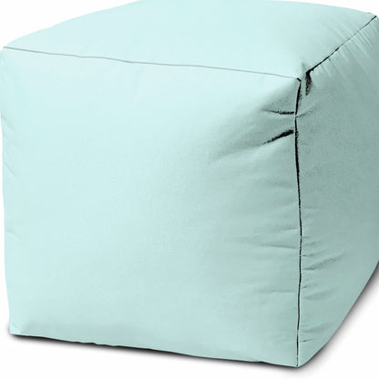 17" Teal Blue Canvas Cube Outdoor Pouf Cover