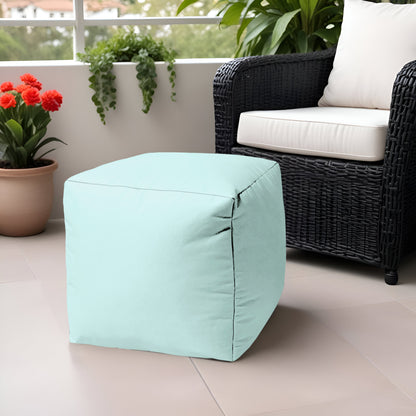 17" Teal Blue Canvas Cube Outdoor Pouf Cover