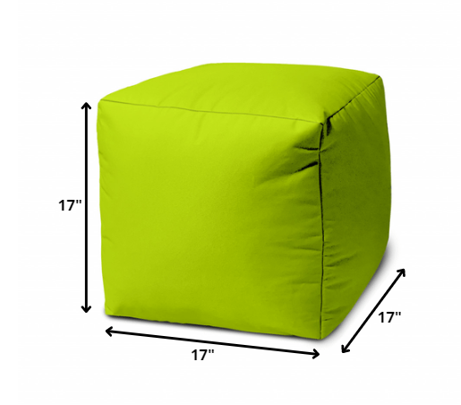 17" Teal Blue Canvas Cube Outdoor Pouf Cover