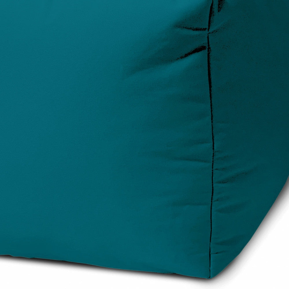 17" Teal Blue Canvas Cube Outdoor Pouf Cover