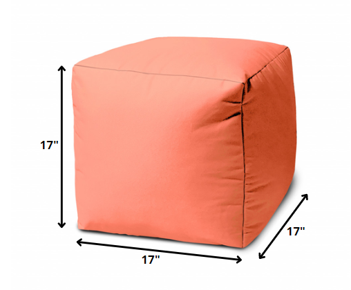 17" Teal Blue Canvas Cube Outdoor Pouf Cover