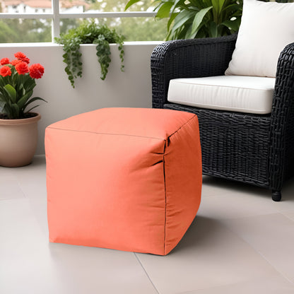 17" Teal Blue Canvas Cube Outdoor Pouf Cover