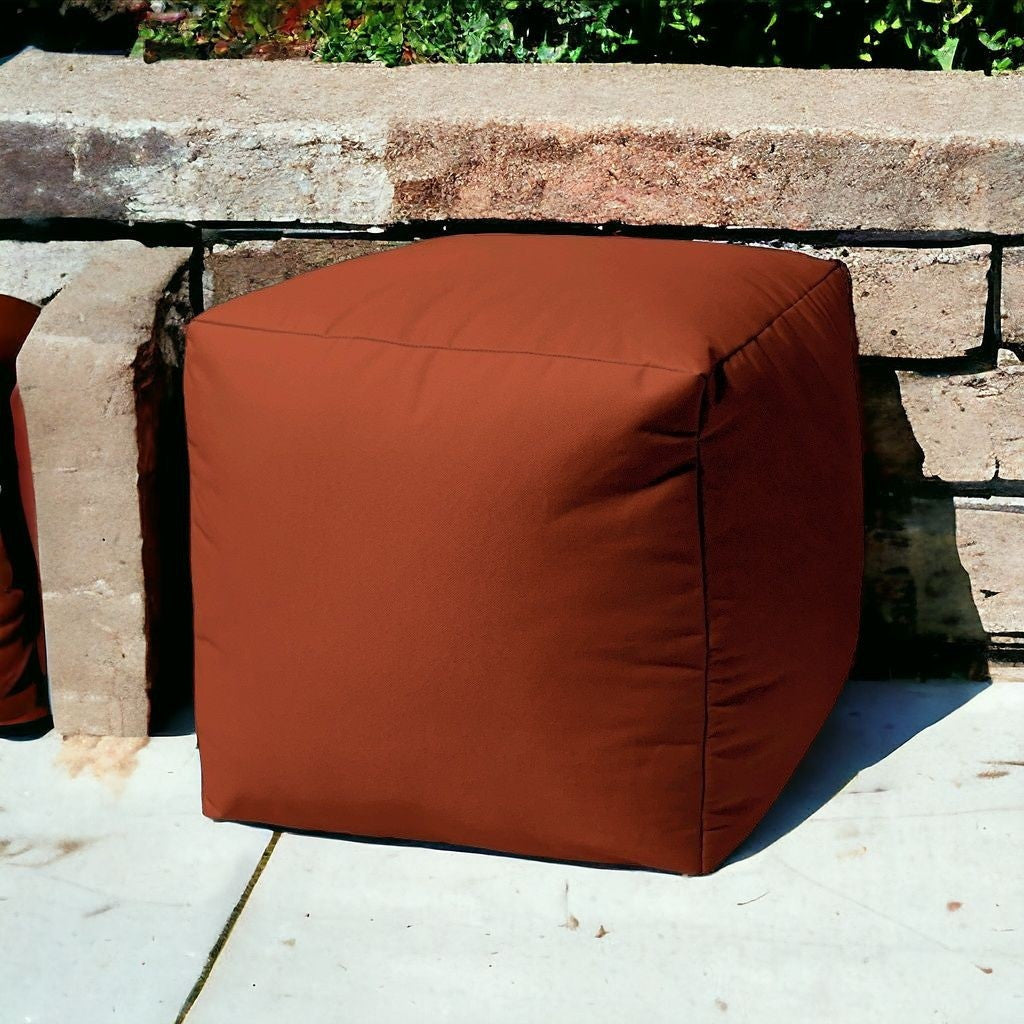 17" Teal Blue Canvas Cube Outdoor Pouf Cover