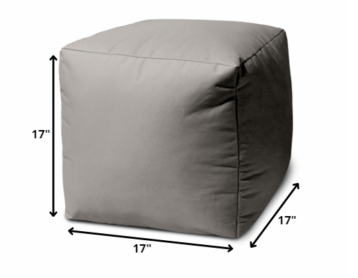 17" Cool Crisp White Solid Color Indoor Outdoor Pouf Cover