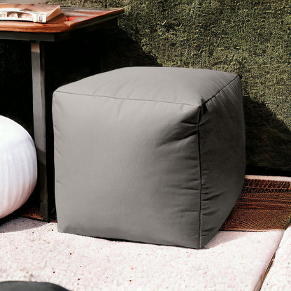 17" Teal Blue Canvas Cube Outdoor Pouf Cover