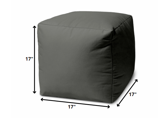 17" Teal Blue Canvas Cube Outdoor Pouf Cover