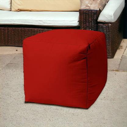 17" Cool Crisp White Solid Color Indoor Outdoor Pouf Cover