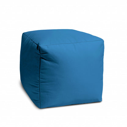 17" Teal Blue Canvas Cube Outdoor Pouf Cover