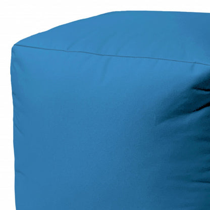 17" Teal Blue Canvas Cube Outdoor Pouf Cover