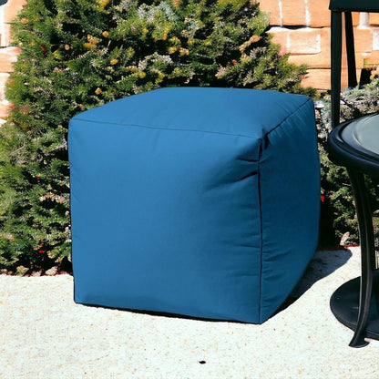 17" Teal Blue Canvas Cube Outdoor Pouf Cover